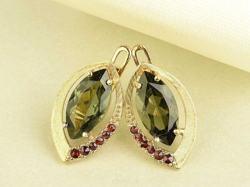 Cut earrings with vltavine Au 585/1000 gold 4.39g