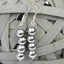 Hematite plating earrings. balls (0.6 cm) silver hooks