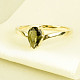 Drop-shaped gold ring with vltavitine size 58 Au 585/1000 14 carats 2.56g